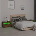 vidaXL Tables de chevet 2 Pièces et lumières LED Chêne fumé 60x35x40 cm