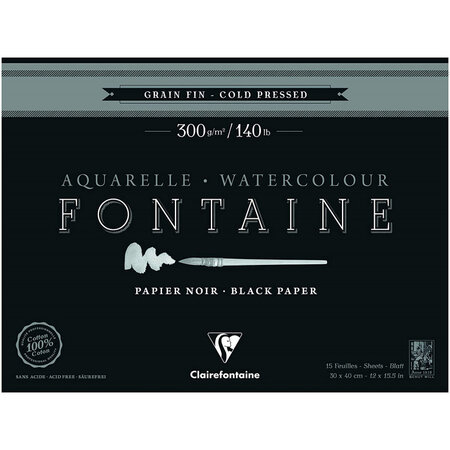 Bloc aquarelle fontaine grain fin - 30x40cm - 300g - clairefontaine