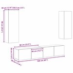 vidaXL Ensemble de meubles TV mural en 4 pièces en chêne  bois d'ingénierie