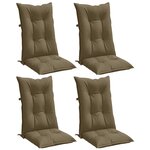 vidaXL Coussins de chaise à dossier haut lot de 4 taupe mélangé tissu