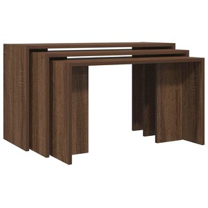 vidaXL Tables gigognes 3 Pièces chêne marron bois d'ingénierie