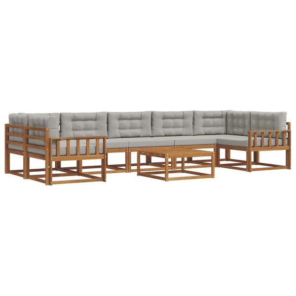 vidaXL Ensemble de canapés d'extérieur 8 Pièces Gris Naturel et Clair
