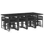 vidaXL Ensemble à manger de jardin 13 Pièces coussins noir résine tressée