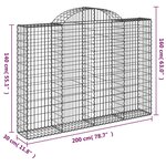 vidaXL Paniers à gabions arqués 15 Pièces 200x30x140/160 cm Fer galvanisé