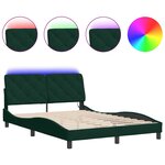 vidaXL Cadre de lit avec LED sans matelas vert foncé 140x200 cm velours