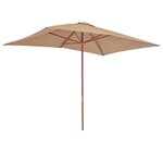 vidaXL Parasol d'extérieur avec mât en bois 200 x 300 cm Taupe