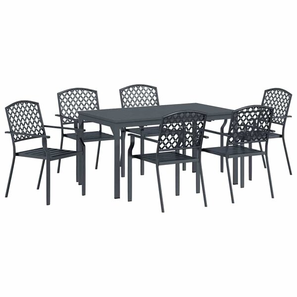 vidaXL Ensemble de salle à manger pour jardin 7 Pièces Anthracite Acier