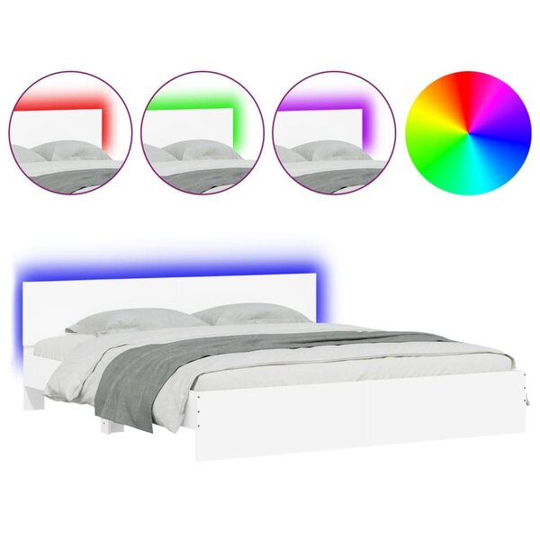 vidaXL Cadre de lit avec tête de lit et LED blanc 200x200 cm