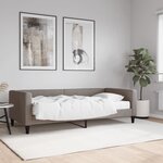 vidaXL Lit de jour avec matelas taupe 90x200 cm tissu
