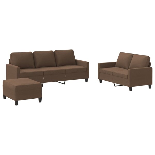 vidaXL Ensemble de canapés 3 Pièces avec coussins Marron Tissu