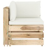 vidaXL Salon de jardin 4 Pièces avec coussins vert bois imprégné