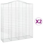 vidaXL Paniers à gabions arqués 2 Pièces 200x50x220/240 cm Fer galvanisé