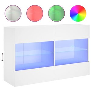 vidaXL Meuble TV mural avec lumières LED blanc 98 5x30x60 5 cm