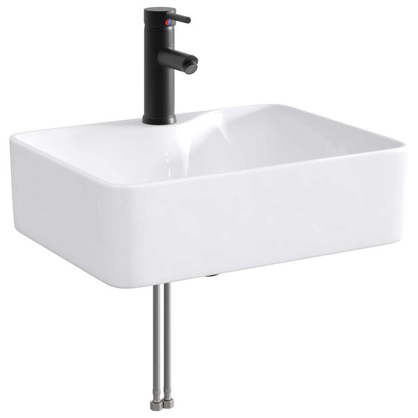 vidaXL Lavabo de salle de bains Noir Mat 48 5 x 37 5 x 13 cm métal