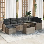 Ensemble de Canapés de Jardin 8 Pièces avec Coussins Gris Poly Rattan