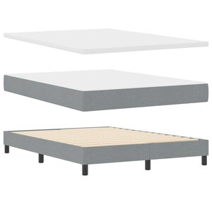 Lit Box Spring vidaXL avec Matelas Grise Clair 140x190 cm en Tissu