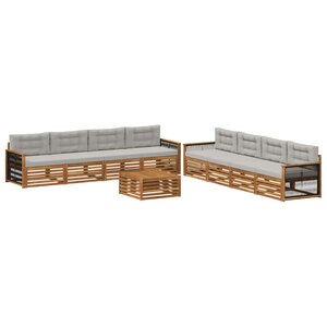 vidaXL Ensemble de canapés d'extérieur 9 Pièces Naturel et gris clair