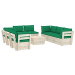 vidaXL Salon de jardin palette 9 Pièces avec coussins bois d'épicéa