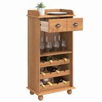 vidaXL Cabinet à vin ASKIM Marron 57 x 37 x 114 cm Bois massif en pin