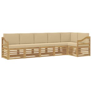 vidaXL Ensemble de canapés d'extérieur 6 Pièces Blanc et Beige