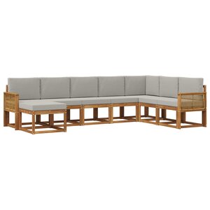 vidaXL Ensemble de canapés d'extérieur 8 pc Naturel et gris clair