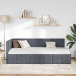 vidaXL Cadre de lit d'angle Gris foncé 90 cm x 190 cm Velours