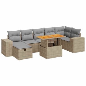 vidaXL Salon de jardin avec coussins 5 Pièces beige résine tressée acacia