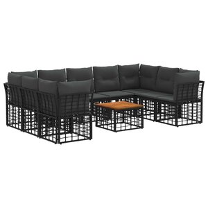vidaXL Ensemble de canapés d'extérieur 10 pc Noir et Gris foncé