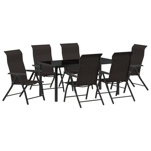 vidaXL Ensemble de salle à manger de jardin 7 pièces en poly rotin noir.