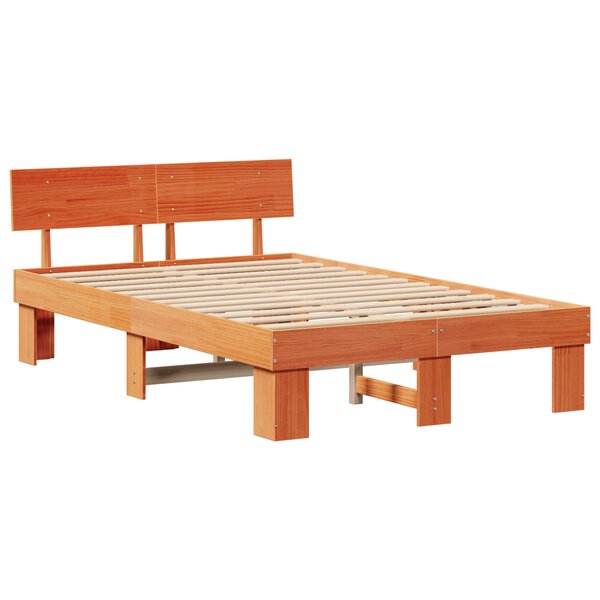 vidaXL Cadre de lit Marron cire 120 x 190 cm Bois massif en pin