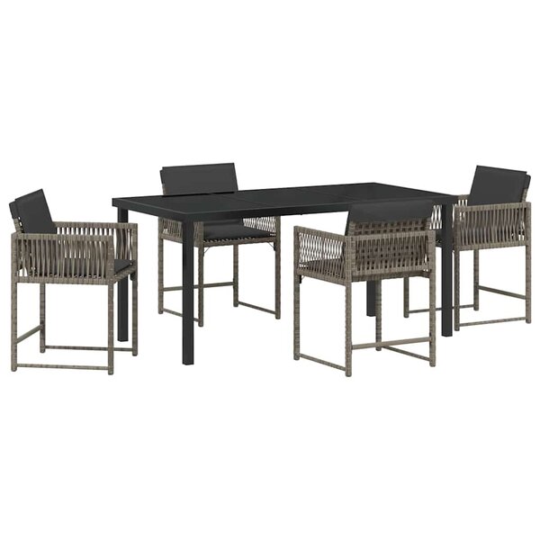 vidaXL Ensemble de salle à manger pour jardin 5 Pièces Gris polyrotin