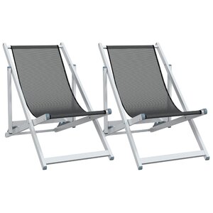 vidaXL Chaises de plage pliantes lot de 2 gris aluminium et textilène