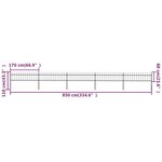 vidaXL Clôture de jardin avec dessus en lance Acier 8 5 x 0 6 m Noir