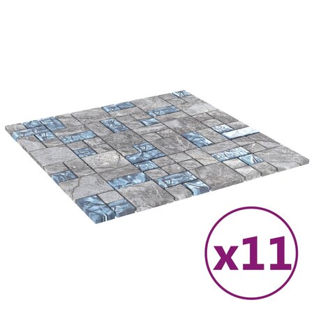 vidaXL Carreaux mosaïque 11 Pièces Gris et bleu 30x30 cm Verre