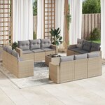 vidaXL Salon de jardin avec coussins 13 Pièces beige résine tressée