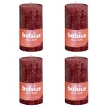 Bolsius Bougies pilier rustiques Shine 4 Pièces 130x68 mm Rouge velours