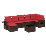 vidaXL Salon de jardin 8 Pièces avec coussins marron résine tressée