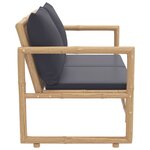 vidaXL Salon de jardin 2 Pièces avec coussins gris foncé bambou