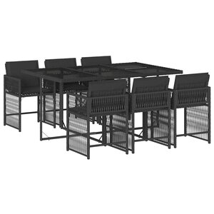 vidaXL Ensemble à manger de jardin coussins 7Pièces Noir Résine tressée