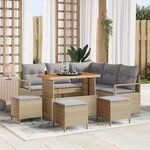 vidaXL Ensemble de canapé de jardin 9 Pièces Beige Poly rotin