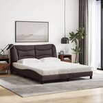 vidaXL Lit avec matelas Hvar marron foncé 160x200 cm tissu