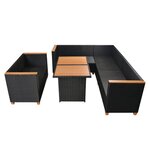 Salon de jardin meuble d'extérieur ensemble de mobilier 5 pièces avec coussins résine tressée noir 02_0016492