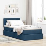 vidaXL Lit de rangement LED avec matelas Bleu 90 x 200 cm Tissu