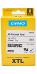 DYMO XTL - Ruban adhésif permanent en vinyle  24mm x 7m - Noir sur Blanc