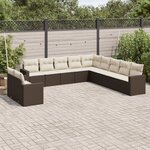 vidaXL Salon de jardin et coussins 11 Pièces marron résine tressée