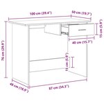 vidaXL Bureau Blanc 100 x 50 x 76 cm Bois d'ingénierie