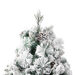 vidaXL Sapin de Noël pré-éclairé avec neige floquée/cônes 195cm PVC/PE