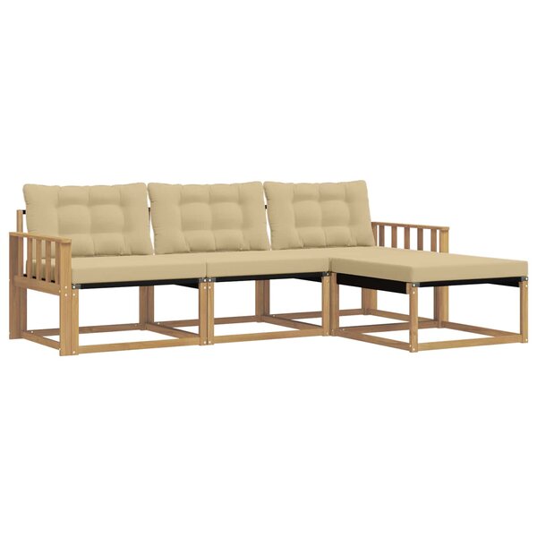 vidaXL Ensemble de canapés d'extérieur 4 pc Blanc et Beige