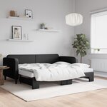 vidaXL Lit de jour avec gigogne et matelas noir 90x190 cm tissu