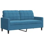vidaXL Canapé à 2 places Bleu 140 cm Velours